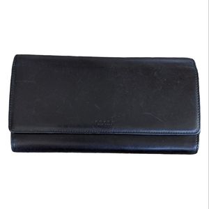 Coach Tri-Fold Wallet Black Classic Designer Small Leather Goods
